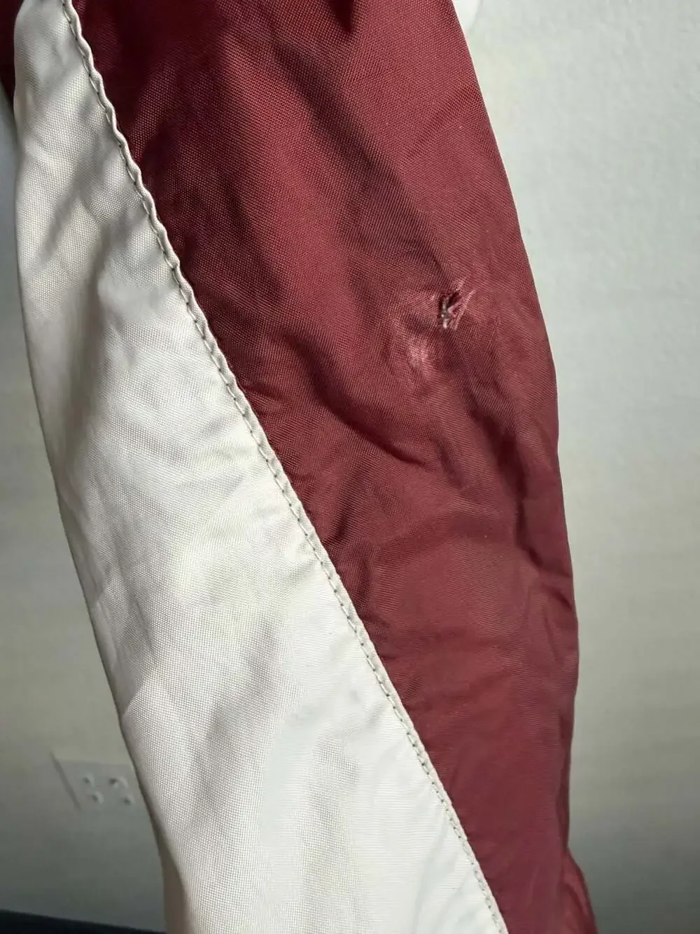 Vintage Nike Men's Tearaway Track Pants Cream Maroon